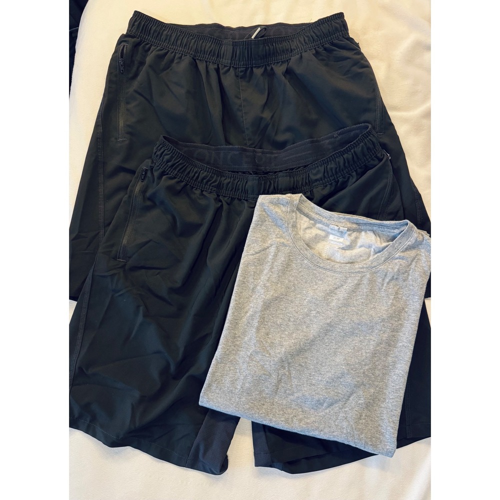 Decathlon Mens‎ Athletic Shorts & T Shirt Bundle Black Grey Size L